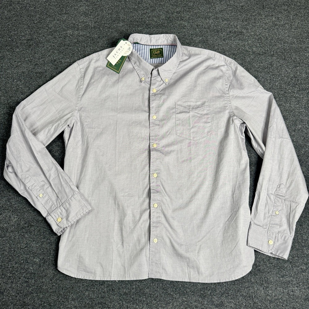 Jachs NWT Shirt Mens 2XL Gray Heritage Oxford Long Sleeve Button Down NEW